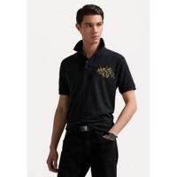 Ralph lauren立体刺绣宽松版短袖POLO衫男黑色直筒休闲百搭基础款