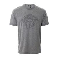 Versace男士T恤 休闲灰色徽标短袖轻薄简约纯色棉质舒适透气修身体恤