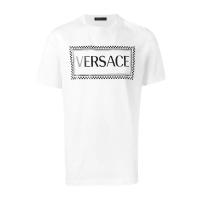 Versace男士白色圆领短袖T恤 经典徽标设计 舒适百搭款