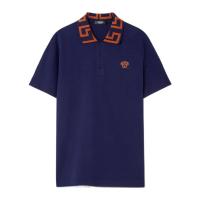 Versace男士短袖T恤尖领刺绣设计透气舒适休闲上衣