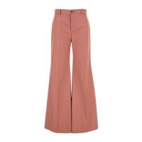 Chloe女士棉质休闲直筒裤腰带环喇叭裤腿宽松女裤