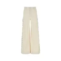 Chloe纯棉麻阔腿牛仔裤女宽松显瘦直筒徽标五口袋百搭休闲长裤