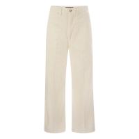 Polo Ralph Lauren女式宽腿棉绒裤高腰短款直筒休闲裤带口袋