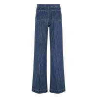 Polo Ralph Lauren女款宽腿喇叭牛仔裤高腰复古阔腿九分拼接金属扣直筒休闲裤