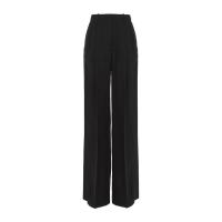 蔻依(Chloe)女式休闲裤黑色阔腿前部褶皱真丝内里舒适百搭显瘦