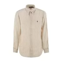 Polo Ralph Lauren2025新款超透气亚麻定制条纹长袖衬衫男夏季商务休闲修身通勤