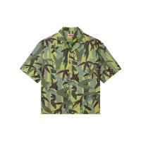 KENZO棉麻混纺翻领短袖衬衫男装休闲商务通勤衬衣