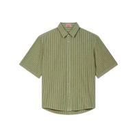 KENZO男士亚麻棉短袖衬衫同色刺绣休闲通勤新款