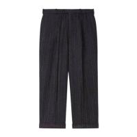 KENZO纯直筒褶饰男士休闲裤翻边设计全衬里两侧四口袋