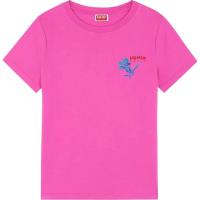 KENZO女士短袖T恤女春夏季简约花卉圆领短袖上衣粉紫拼色