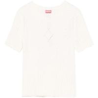 KENZO女士短袖T恤米白蕾丝纹优雅休闲百搭小香风上衣