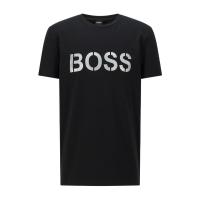 Hugo Boss平直下摆男士T恤 2024夏季简约舒适百搭logo印花圆领棉质短袖上衣