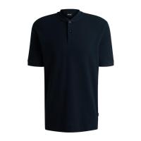 HUGO BOSS男士短袖POLO衫无领设计休闲上衣棉混纺夏季男装日常休闲商务休闲