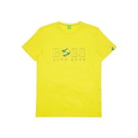 HUGO BOSS男士黄色圆领短袖T恤舒适透气休闲单品25夏季新款