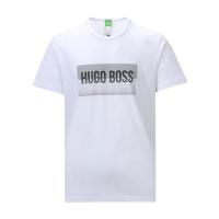 HUGO BOSS男士圆领短袖徽标印花T恤 休闲舒适透气时尚百搭 平直下摆上衣
