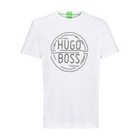 Hugo boss白色圆领短袖棉质印花图案T恤