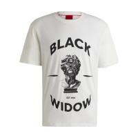 Hugo boss蜘蛛图案印花棉质圆领短袖T恤男士休闲舒适透气针织上衣