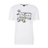 Hugo boss男士短袖T恤 时尚简约舒适白色圆领短袖棉质T恤舒适百搭休闲T恤