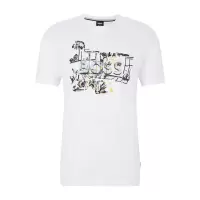 Hugo boss男士短袖T恤 时尚简约舒适白色圆领短袖棉质T恤舒适百搭休闲T恤