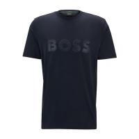 Hugo boss男款圆领短袖T恤棉氨纶混纺舒适透气徽标图案宽松休闲衫