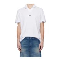 Hugo boss条纹罗纹针织男装短袖Polo衫开襟胸前标志