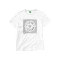 雨果博斯(HUGO BOSS)印花图案T恤男圆领短袖白色休闲运动透气