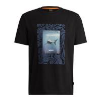 Hugo boss男士纯棉短袖T恤罗纹圆领休闲透气舒适图案设计时尚百搭