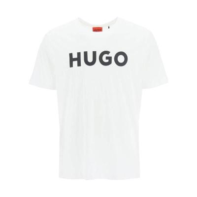 Hugo boss徽标短袖T恤男棉质直筒圆领休闲舒适胸前对比标志设计