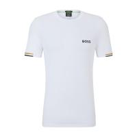 Hugo boss男款白色圆领短袖T恤环保回收聚酯纤维休闲运动户外服饰