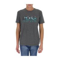 Hugo boss雨果波士T恤男透气舒适易洗耐穿灰色棉质修身印花日常