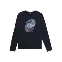 Hugo boss雨果波士T恤男透气舒适百搭吸汗纯棉logo印花长袖圆领