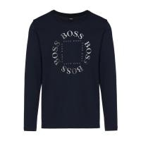 雨果博斯(HUGO BOSS)圆领长袖T恤透气舒适弹力男士休闲上衣