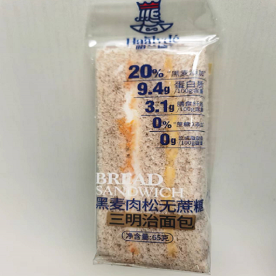 哈兰德黑麦肉松无蔗糖三明治面包65g