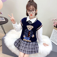 乌鹿童装女童春装背心马甲毛线2021新款儿童韩版洋气无袖上衣外套潮