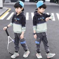 乌鹿童装男童套装春装2021新款儿童休闲卫衣+牛仔裤两件套中大童男宝宝工装裤