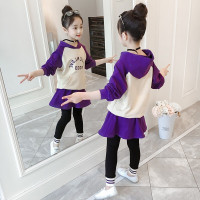 乌鹿童装女童春装儿童套装2021新款女孩洋气休闲字母印花卫衣两件套裙裤