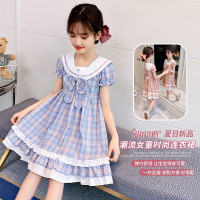 乌鹿童装女童连衣裙2021新款中大童夏款时尚洋气小女孩格子公主裙