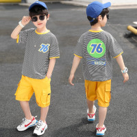 乌鹿童装男童套装夏装2021新款儿童套装短袖T恤+工装短裤两件套中大童休闲运动衣服