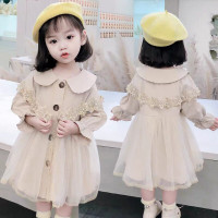 乌鹿童装女童外套儿童风衣夹克衫春秋季宝宝小孩学生衣服2021年新款中小童韩洋气甜美蕾丝连衣裙上衣