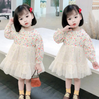 乌鹿童装女童连衣裙儿童裙子春秋季宝宝小孩学生衣服2021新款中小童甜美洋气小碎花长袖网纱公主裙子