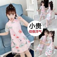 乌鹿童装女童连衣裙子儿童汉服夏季装宝宝小孩衣服2021新款中大童复古民族风荷花刺绣唐装旗袍网纱裙