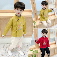 乌鹿童装男童套装儿童汉服春秋季宝宝学生小孩衣服2021新款中国风复古唐装国学一帆风顺表演服两件套