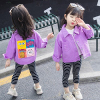 乌鹿童装女童外套儿童外套风衣夹克春秋装宝宝小孩衣服2020新款中小童韩版时尚卡通后背印花牛仔上衣