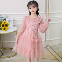 乌鹿童装女童连衣裙儿童裙子春秋季装小孩学生宝宝衣服2021年新款中大童韩版洋气亮片蛋糕网纱公主裙