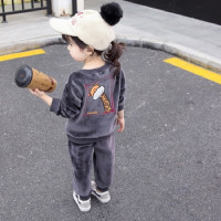 乌鹿[断码]童装男女儿童套装春秋冬装小孩学生宝宝衣服2021新款中小童韩版洋气金丝绒卫衣裤子两件套