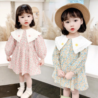 乌鹿童装女童连衣裙儿童裙子春秋季宝宝小孩学生衣服2021新款中小童洋气甜美娃娃领碎花裙子