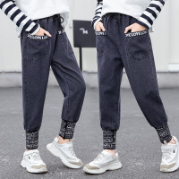 乌鹿儿童裤子童装男女长裤春秋季装小孩学生宝宝衣服2021年新款中大童休闲运动百搭螺纹束脚长裤子