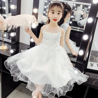 乌鹿童装女童连衣裙儿童裙子夏季装宝宝小孩衣服2021款中大童韩版洋气甜美无袖花朵蕾丝网纱公主裙