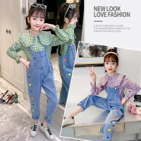 乌鹿童装女童套装春装2021新款儿童洋气衬衣+背带裤两件套中大童韩版小女孩衣服套装