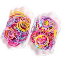 乌鹿100根儿童头绳发圈发饰女孩扎头发橡皮筋彩色发绳头饰夏季配饰
